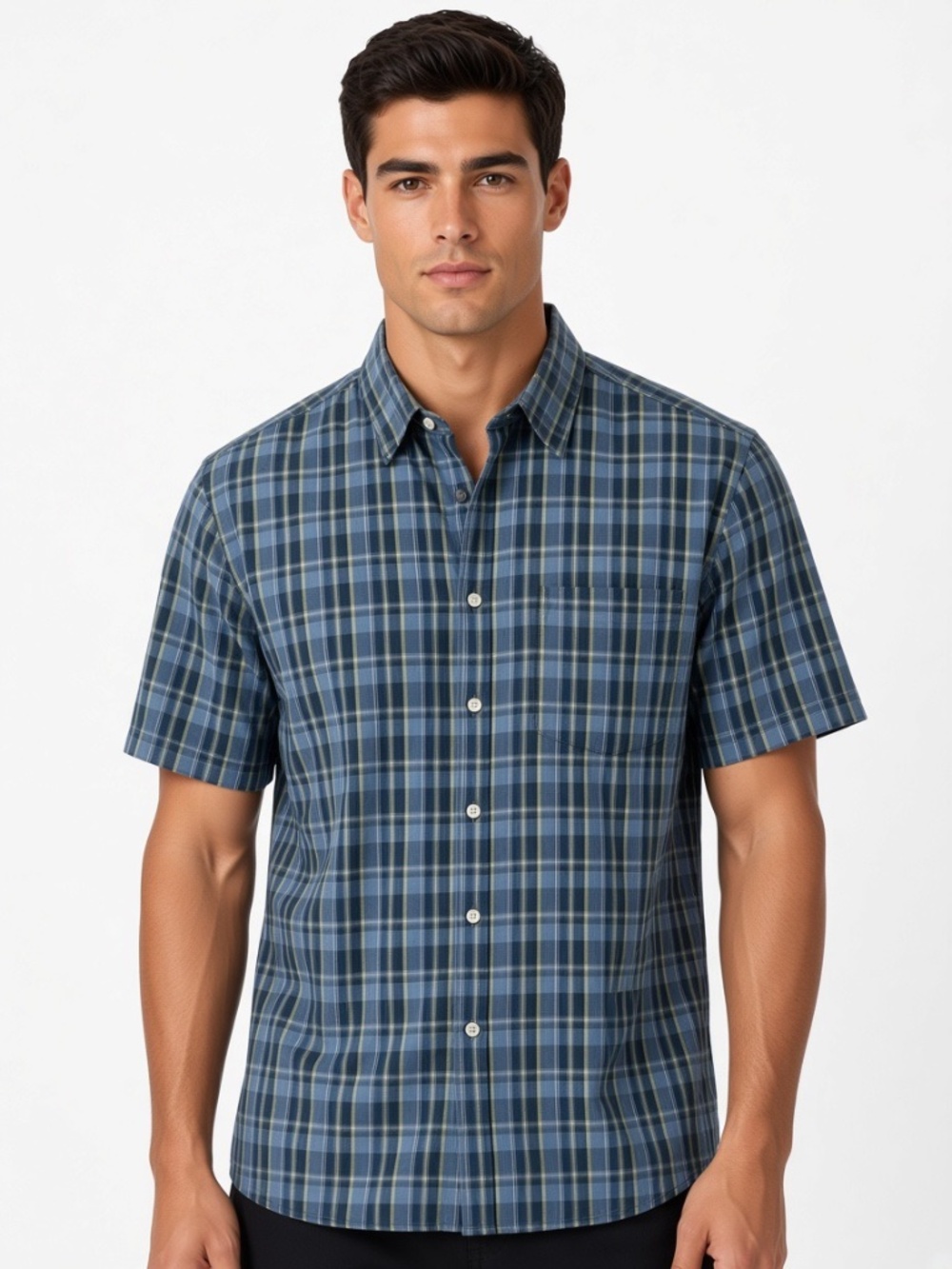 Men's Gap Large Short Sleeve Plaid Button Down Shirt